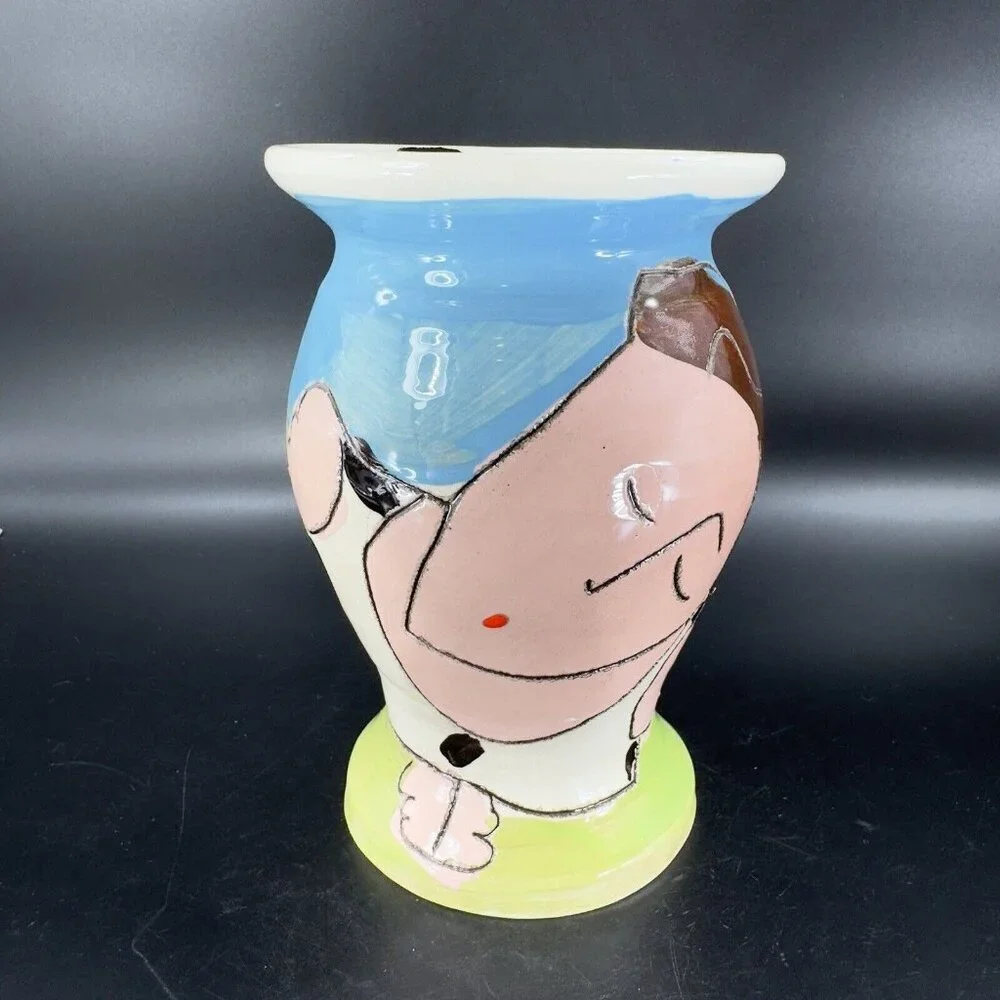 Sandra Magsamen Art Pottery Vase‎ Laugh Out Loud and Laugh Often Artist Signed